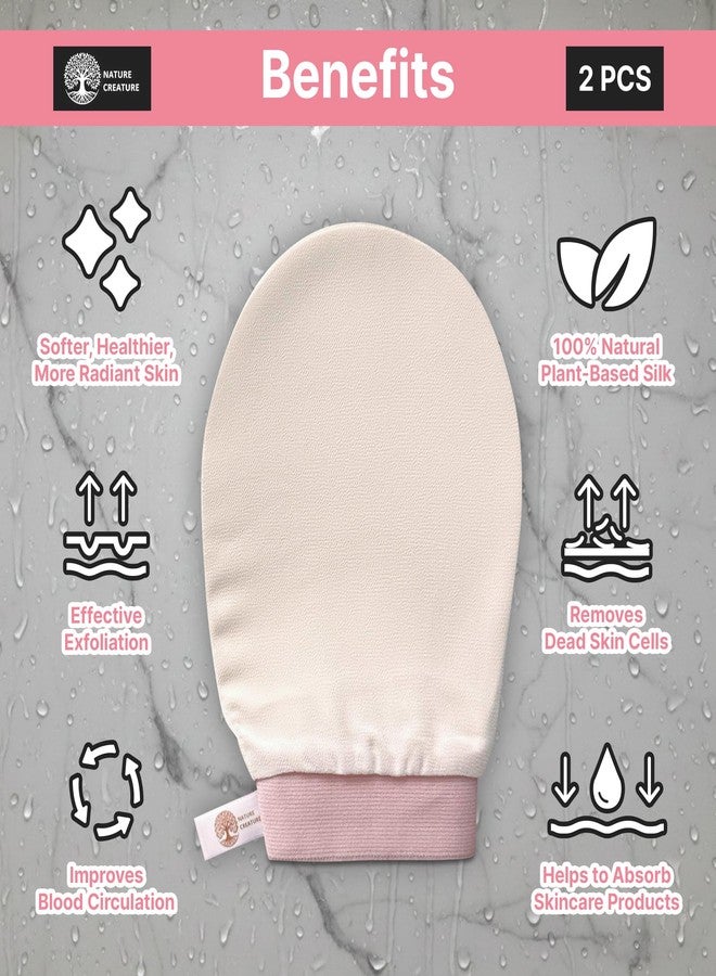Nature Creature Vegan Silk Exfoliating Gloves Set (2 Pack) – Korean Spa Body Scrubber Mitt for Dead Skin & Ingrown Hair | Gift for Smooth Glowing Skin - Image 2
